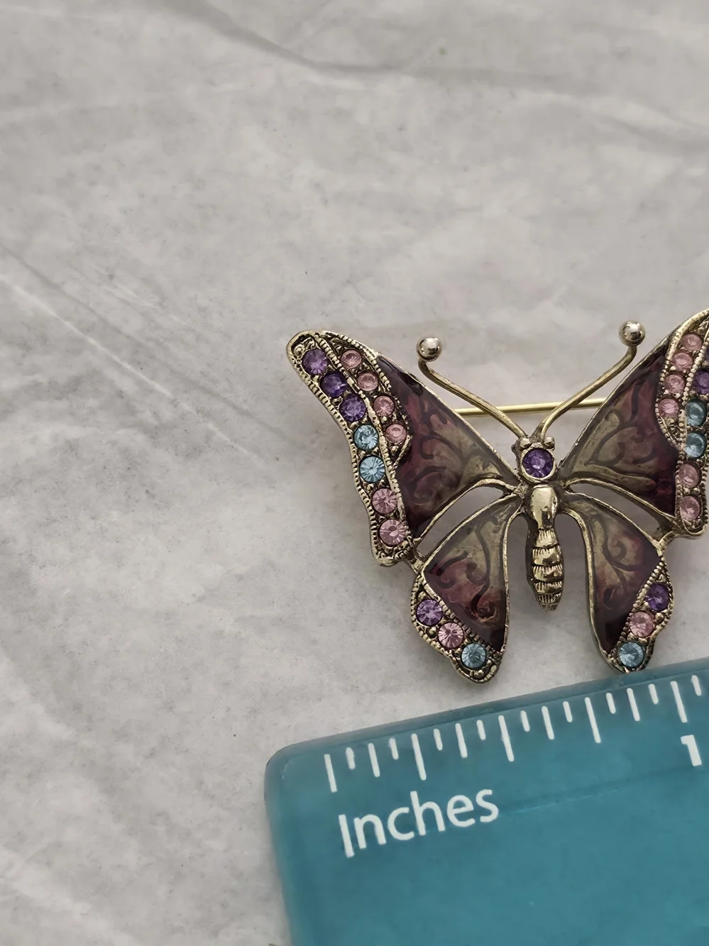 Butterfly Crystal Pin Brooch - Multicolor
